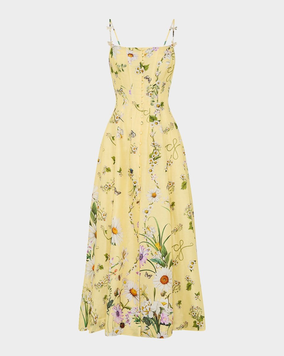 Daisy Chains Corset Dress with Long Flared Skirt